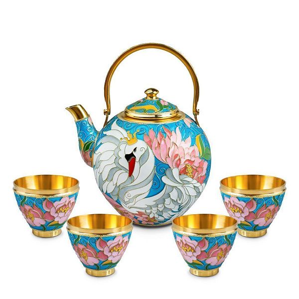 Сервиз чайный «Царевна-Лебедь» из серебра 