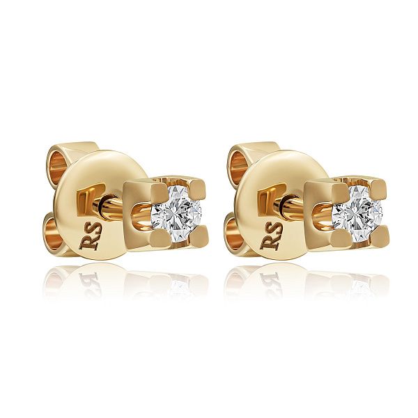 Пусеты из красного золота с бриллиантами