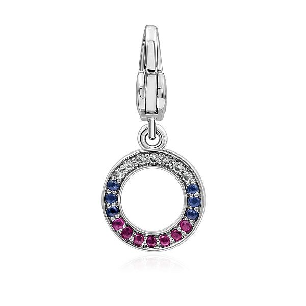 Подвеска из белого золота с сапфирами, бриллиантами и рубинами