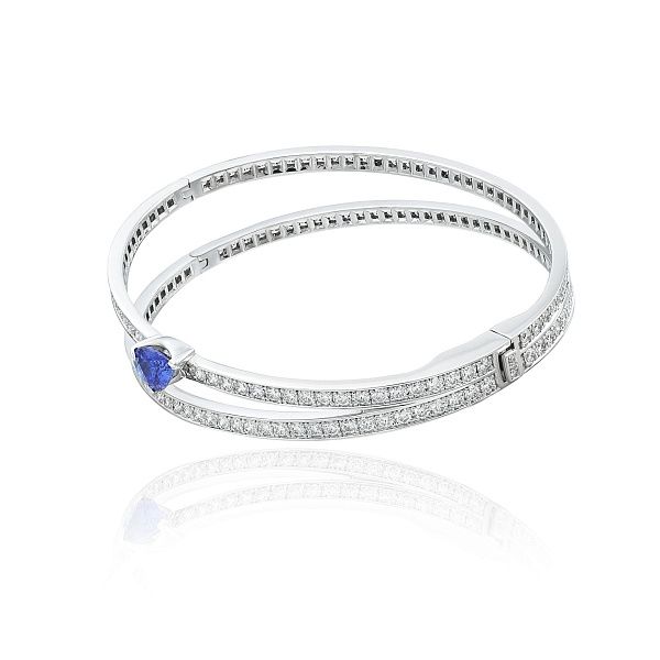 Браслет «BATEAU» из белого золота с сапфиром 1.31 ct и бриллиантами