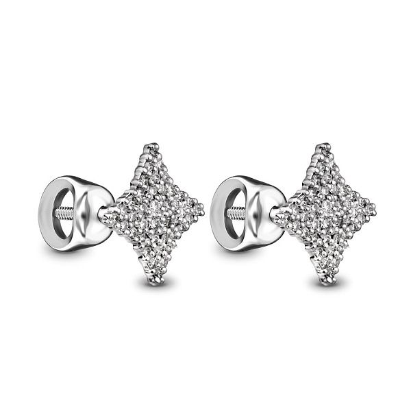 Пусеты из белого золота с бриллиантами