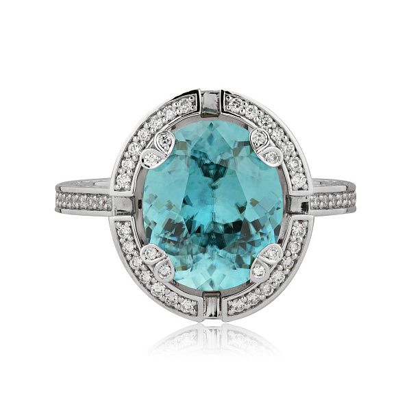 Кольцо из белого золота с цирконом 1.488 ct и бриллиантами