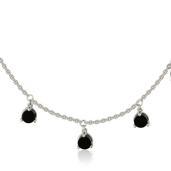 Колье из белого золота с ониксами