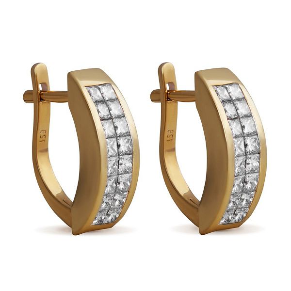 Серьги из желтого золота с бриллиантами