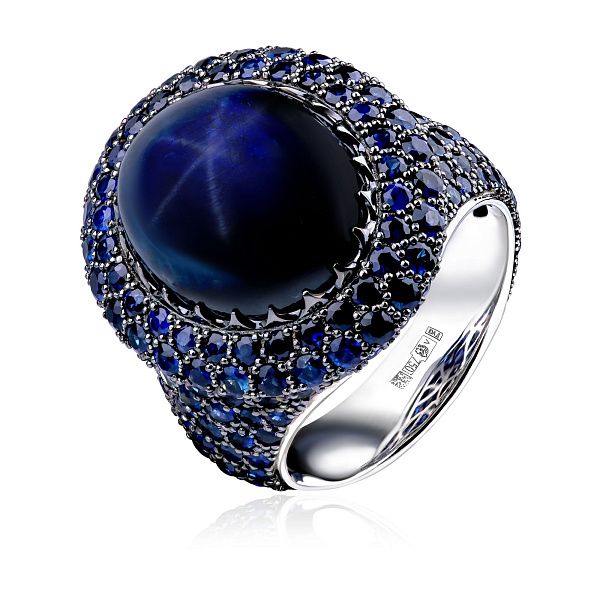 Кольцо из белого золота с сапфиром 16.25 ct