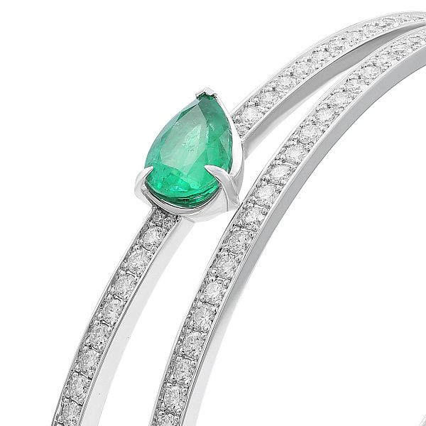 Браслет «BATEAU» из белого золота с изумрудом 1.8 ct и бриллиантами