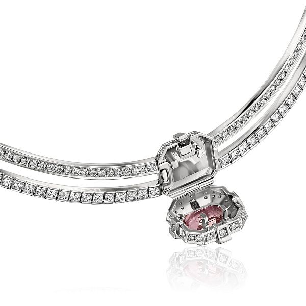 Колье из белого золота с морганитом 4.18 ct и бриллиантами