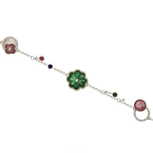 Браслет из белого золота с аметистом, турмалинами и бриллиантами