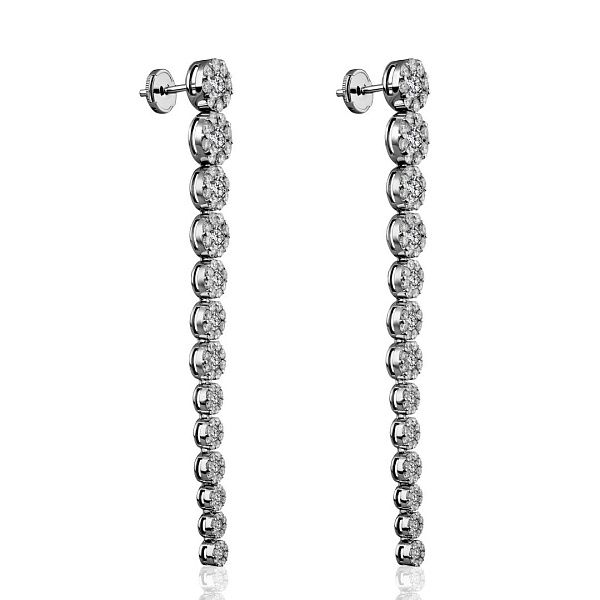 Пусеты из белого золота с бриллиантами