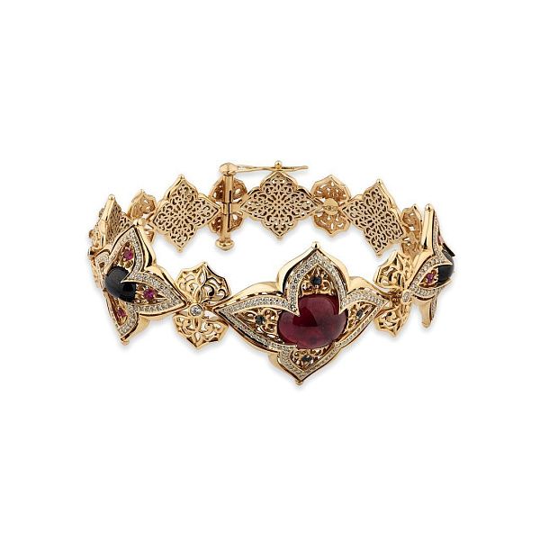 Браслет «Звезда Востока» из желтого золота с рубинами, сапфирами и бриллиантами