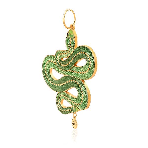 Елочная игрушка «Змея» из серебра 