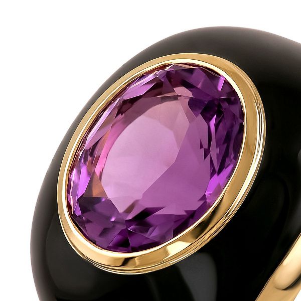 Кольцо из желтого золота с аметистом