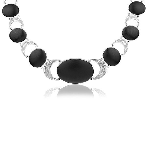 Колье «Ночь на Везувии» из белого золота с бриллиантами и агатами