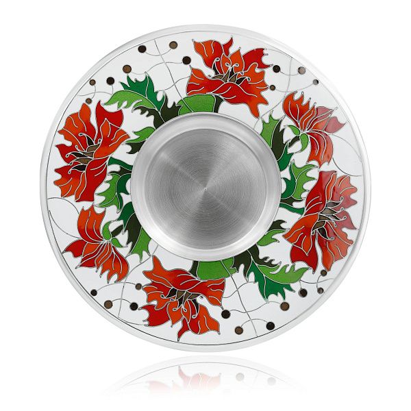 Блюдце «Маки» из серебра