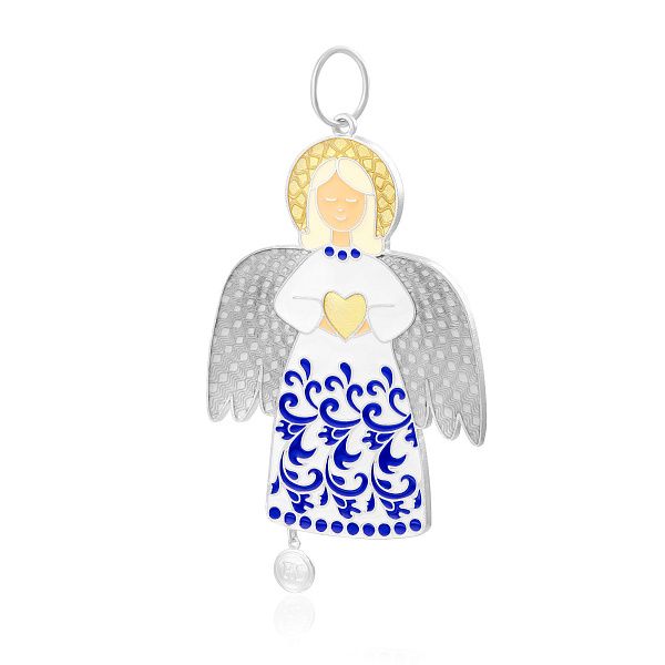 Елочная игрушка «Ангел» из серебра 