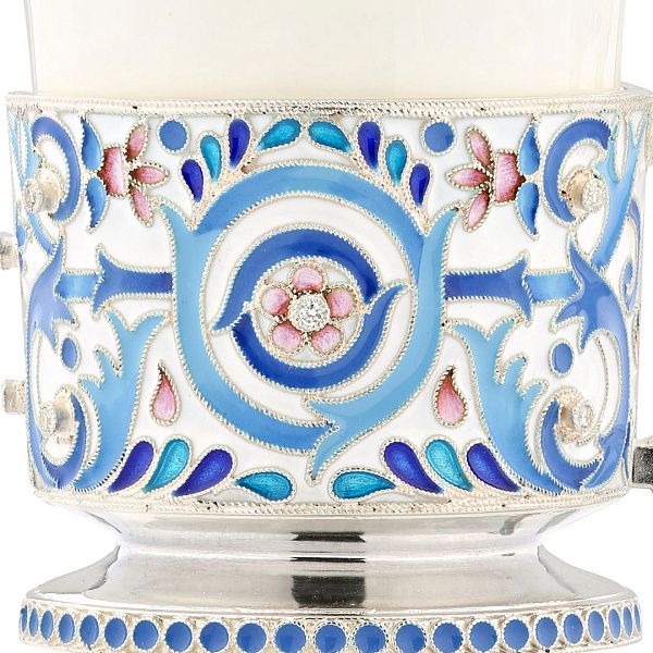 Набор кофейный из серебра с бриллиантами