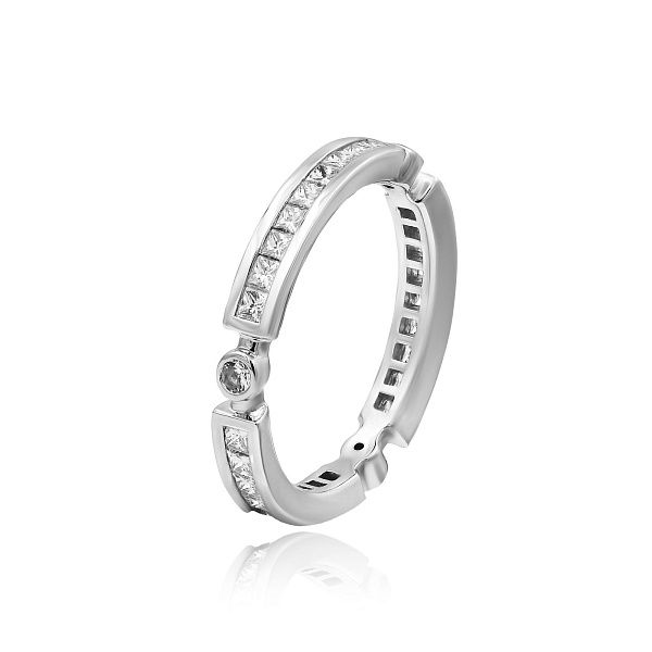 Кольцо из белого золота с сапфирами и бриллиантами