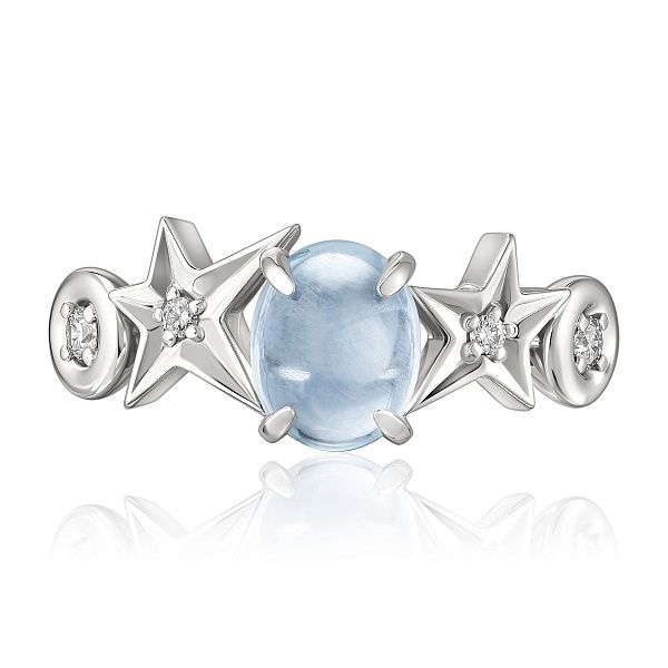 Кольцо из белого золота с аквамарином 1.74 ct и бриллиантами