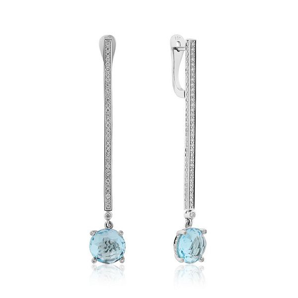 Серьги из белого золота с бриллиантами и топазами 8.25 ct