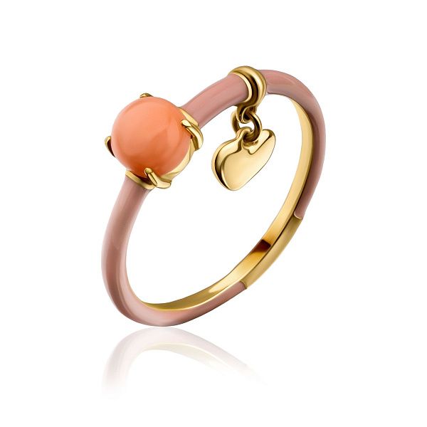 Кольцо из желтого золота с кораллом