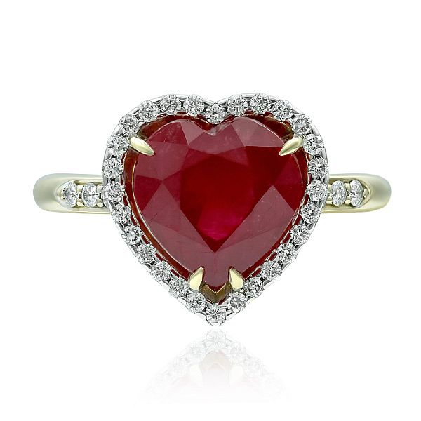 Кольцо из желтого золота с рубинами и бриллиантами