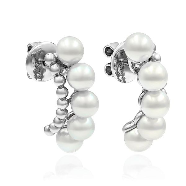 Пусеты из белого золота с жемчугом