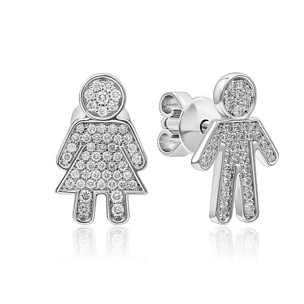 Пусеты из белого золота с бриллиантами