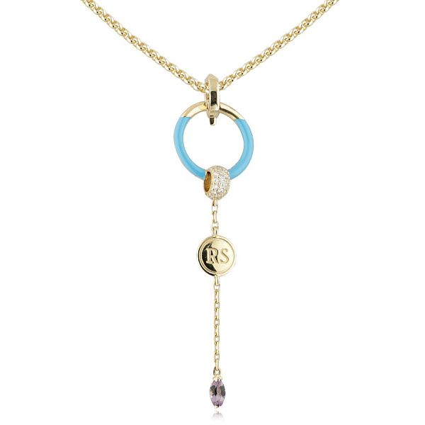 Колье из желтого золота с аметистом и бриллиантами