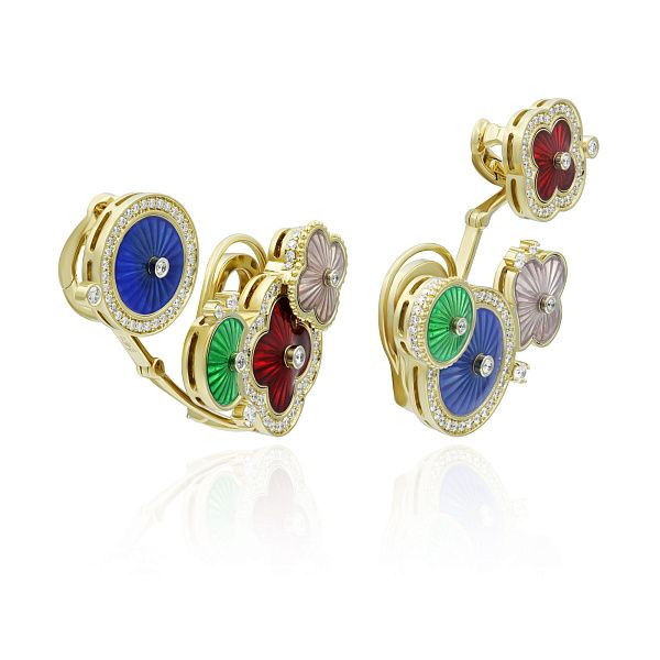 Серьги из желтого золота с бриллиантами