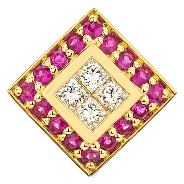 Подвеска из желтого золота с рубинами и бриллиантами