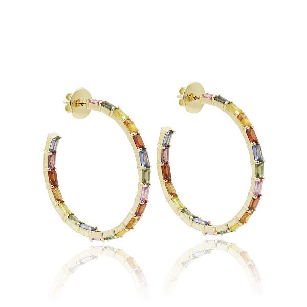 Пусеты из желтого золота с сапфирами