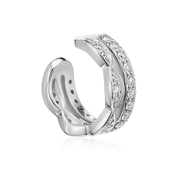 Серьга кафф из белого золота с бриллиантами