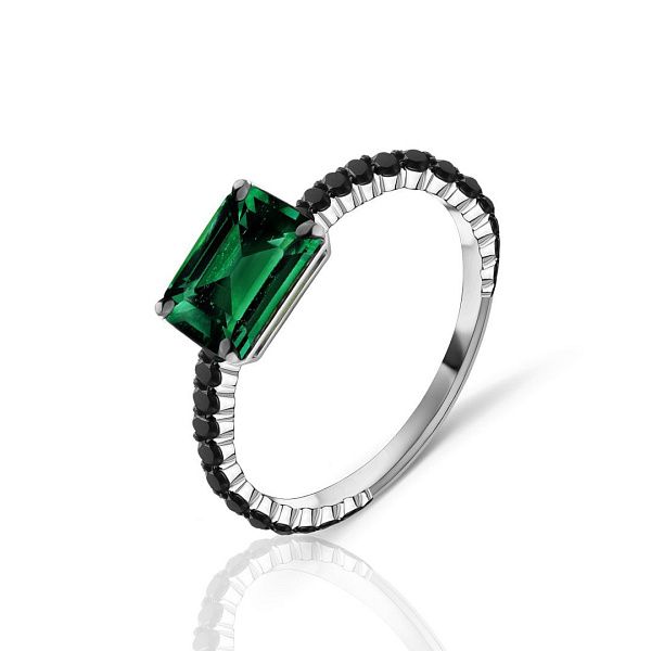 Кольцо из белого золота с турмалином и бриллиантами