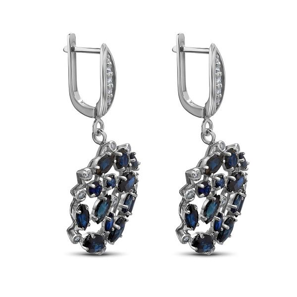 Серьги из белого золота с сапфирами и бриллиантами