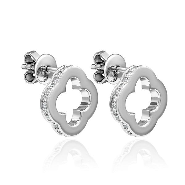 Пусеты из белого золота с бриллиантами