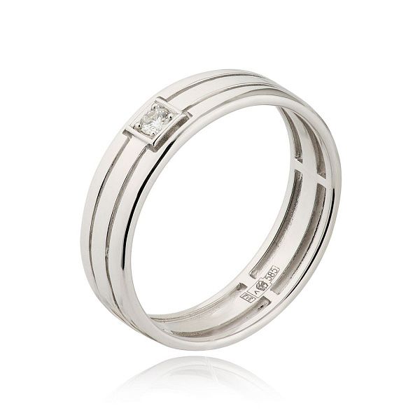 Обручальное кольцо из белого золота с бриллиантом