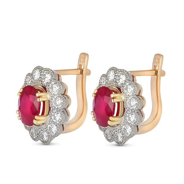 Серьги из красного золота с рубинами и бриллиантами