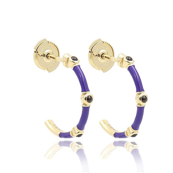 Пусеты из желтого золота с гранатами