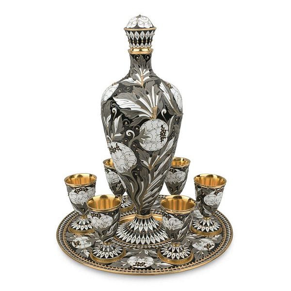Набор для вина «Пион» из серебра 