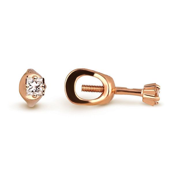 Пусеты из красного золота с бриллиантами