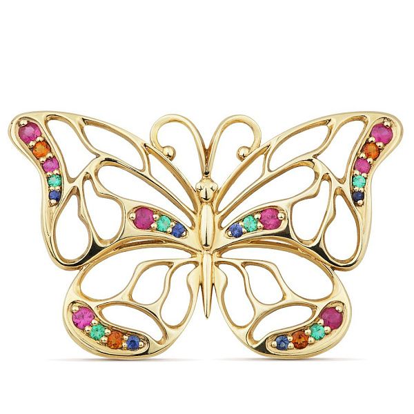 Подвеска из желтого золота с цитринами, рубинами, изумрудами и сапфирами