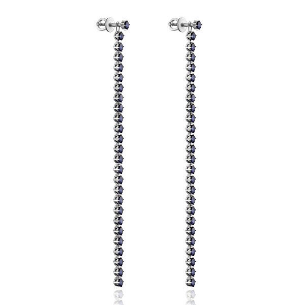 Пусеты из белого золота с сапфирами