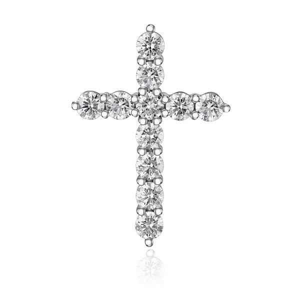 Крест из белого золота с бриллиантами