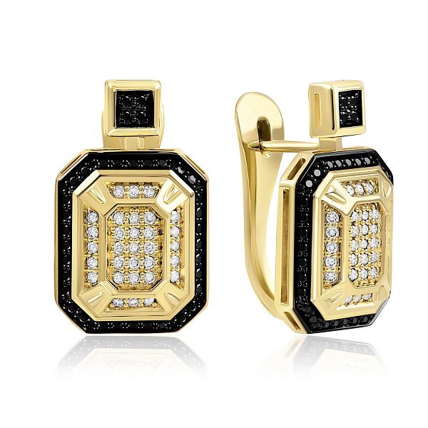 Серьги из желтого золота с бриллиантами