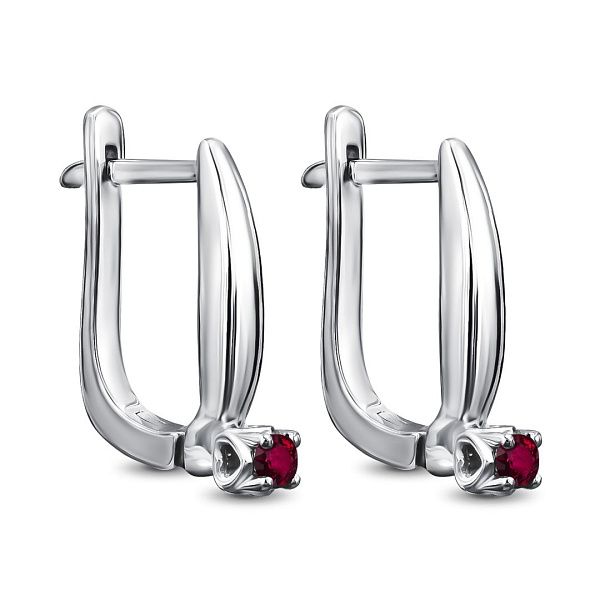 Серьги из белого золота с рубинами