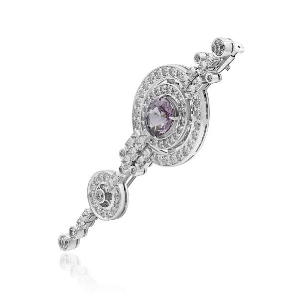 Брошь из белого золота со шпинелью 3.13 ct и бриллиантами