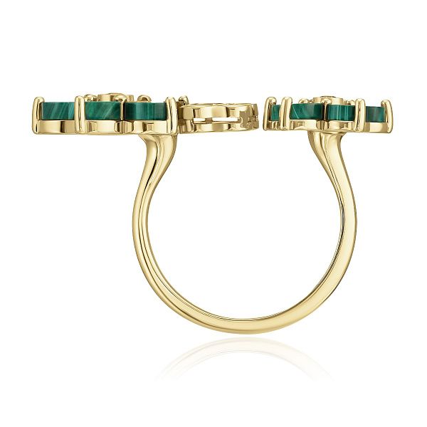 Кольцо из желтого золота с малахитом и бриллиантами