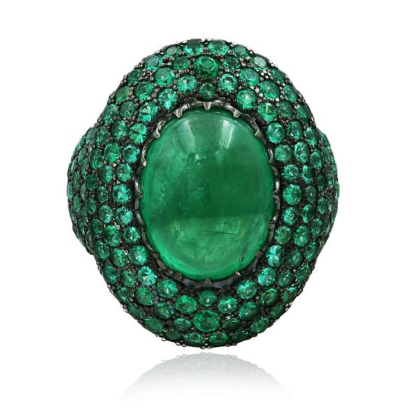 Кольцо из белого золота с изумрудом 5.57 ct