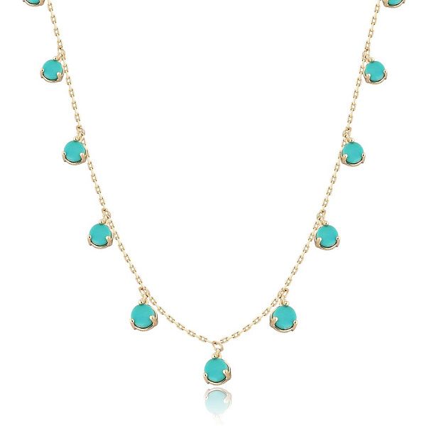 Колье из желтого золота с бирюзой