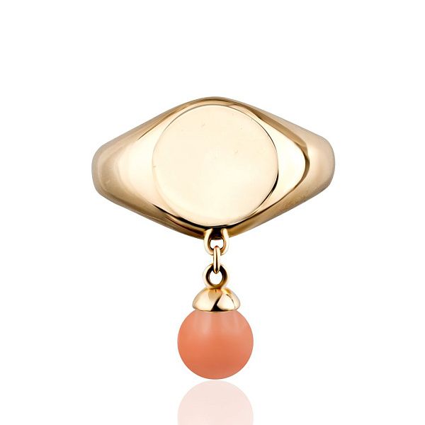 Кольцо из желтого золота с кораллом